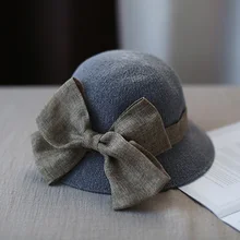 Женские шапки, однотонные шляпы, хлопковые льняные шляпы весенний Летний пляж с бантом, складные шляпы SMN88