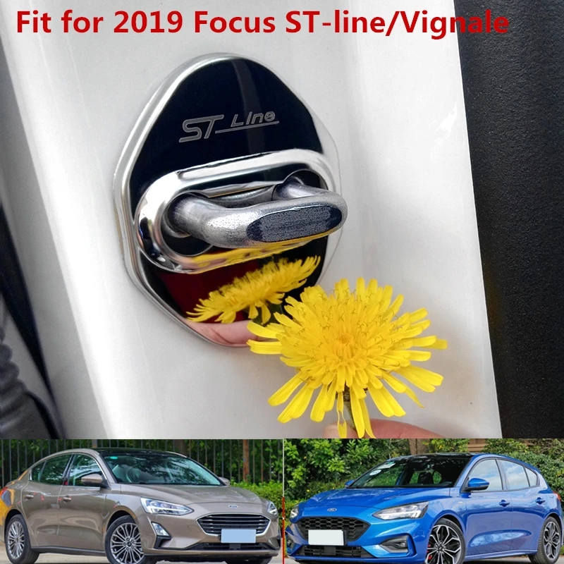 

4PCS Car Door Lock Buckle cover Latch Stop Anti Rust Door Lock cover Protect Buckle Cover for Ford Focus Vignale/ST-line 2019