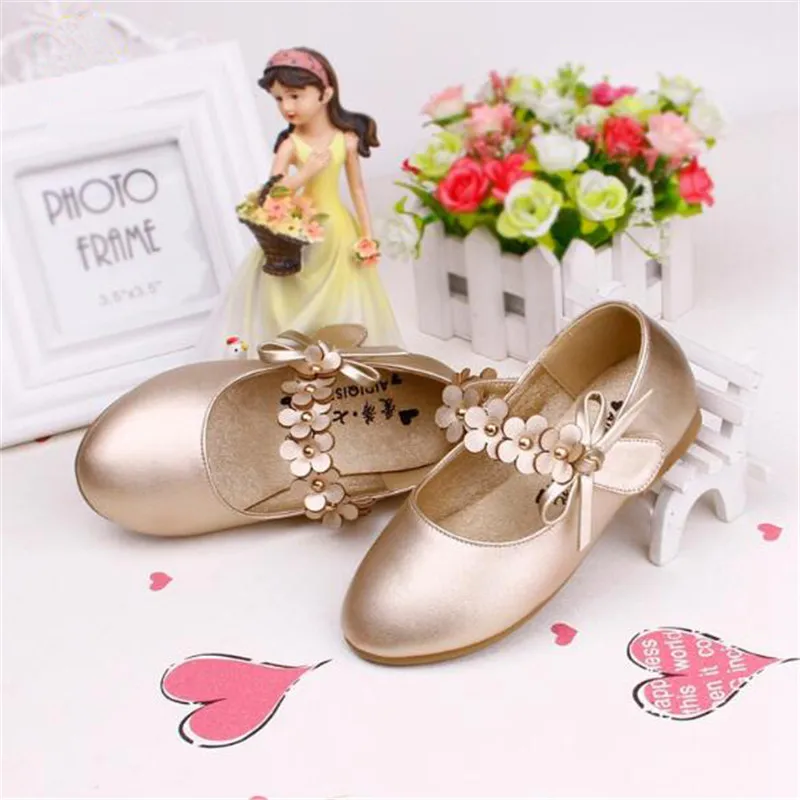 Weoneit/Обувь для девочек; цвет белый, черный, золотой; обувь принцессы для детей; обувь для школьников; детская танцевальная обувь с цветами; обувь для свадебного выступления; 21-30