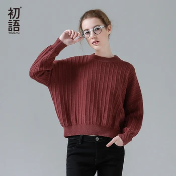 

Toyouth Autumn Solid Women Sweaters and Pullovers Casual Long Sleeve Crop Sweater Female Solid Knitwear Jumpers Sweaters