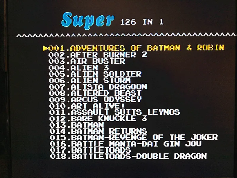 126 in 1 for Sega Megadrive Genesis Game card with Super Marioed Batman & Robin Battle Mania Contra Sonic Shinobi Pulseman