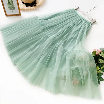 

2020 Summer New Arrival Women Skirt A-line Korean Fairy Style Polyester Solid Color Stitching Free Shipping