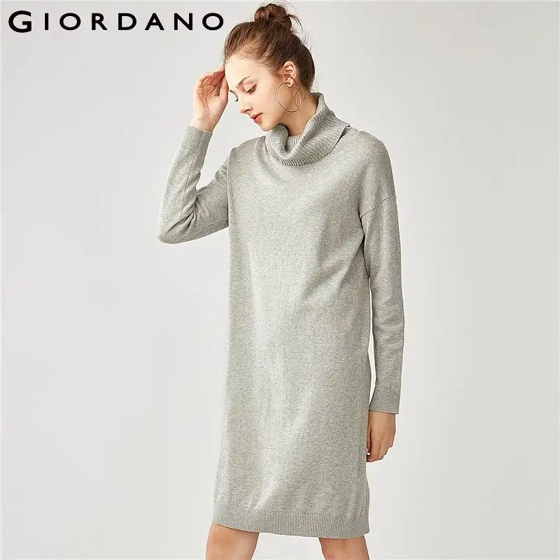 Giordano женское трикотажное платье с высоким воротом|Платья| |