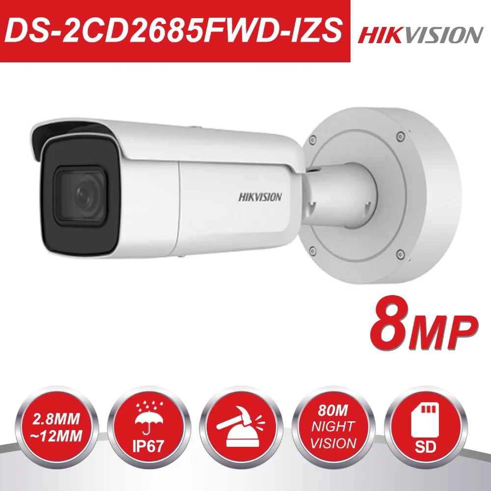 Hikvision переменным фокусным 2,8-12 мм пуля IP Камера DS-2CD2685FWD-IZS 8 мегапиксельная видеонаблюдения POE IP CCTV Камера H.265 ИК 50 м