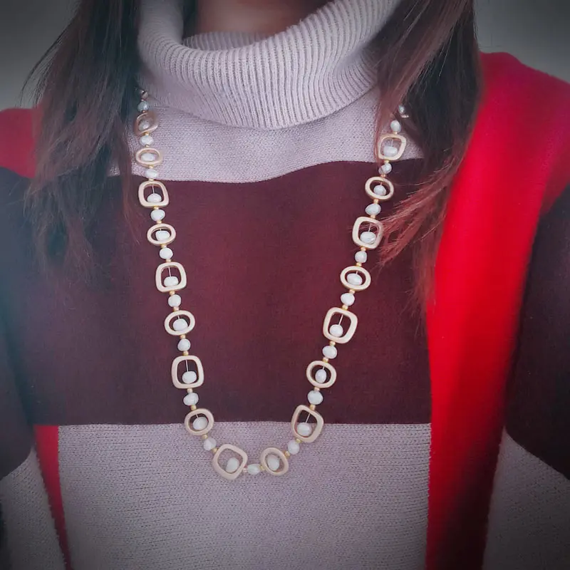 Pearl Necklace Geometry Necklace Pearl 7-8 mm Diameter Personality Match