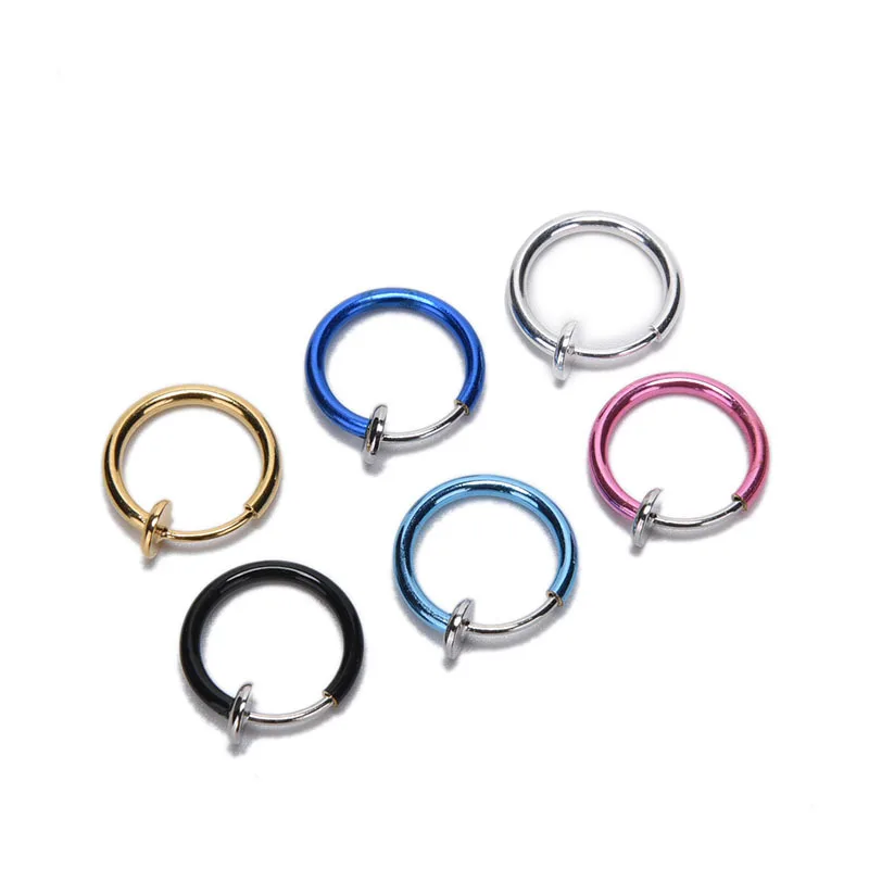 

Goth Punk Clip On Fake Piercing Body Nose Lip Rings Hoop Ear Tongue Ring Unisex Tongue Ring Valentine's Day 2 PCS 11mm