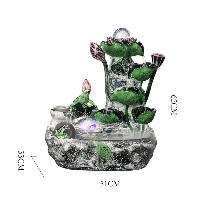 110/220 В винтажный креативный смоляный настольный фонтан для воды в виде лотоса фэн-шуй, фонтан в стиле Рокери, домашние украшения, увлажнитель воздуха для офиса - Цвет: E