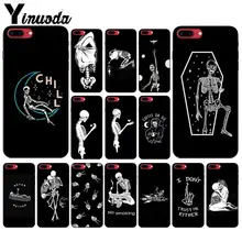 Yinuoda милый Скелет ТПУ мягкий силиконовый черный чехол для телефона для Apple iPhone 8 7 6 6S Plus X XS MAX 5 5S SE XR чехол