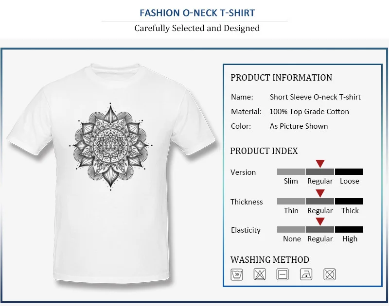 Gift T-Shirt for Male Short Sleeve Faddish Crewneck All Cotton Autumn Tops Shirt Printed On Tee Shirts Top Quality Free Shipping 7-2-mandala-tattoos-picture