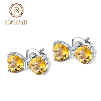 

GEM'S BALLET 3.13Ct Natural Citrine Gemstone Earrings Pure 925 Sterling Silver Bow-knot Stud Earrings for Women Jewelry Gift