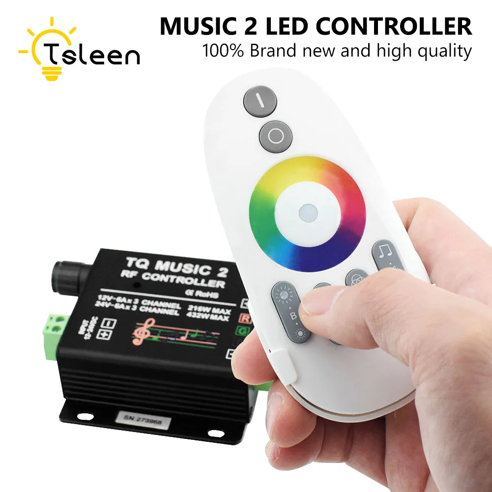 TSLEEN LED RGB Music Sound Sensitivity Controller RF Remote Wireless