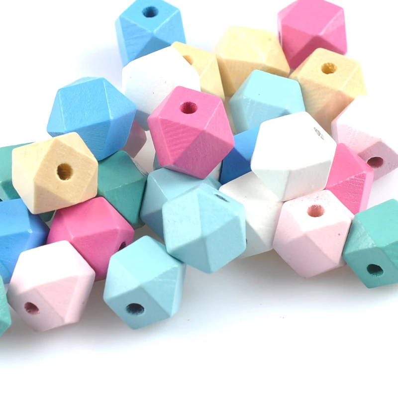 12mm 60pcs Mixed Crown Wooden Cube unfinished geometric Beads For