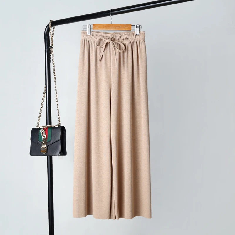Новые летние модные тонкий лед шелк Kintted брюки Для женщин Элегантный Drawstring лук