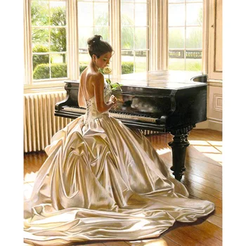 

Photo Custom!5D DIY Diamond Painting! piano girl Diamond Painting Full Square Diamond mosaic Rhinestone Embroidery,art JS585