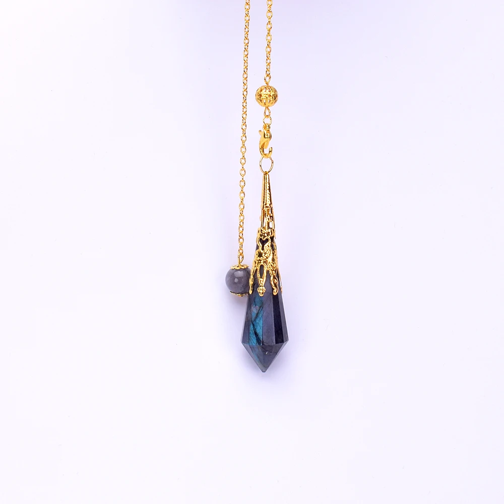 

High Quality Natural labradorite Pendulum Reiki Healing Stone Pendant Realistic Healing crystals pendule chakra Crystal Pendulum