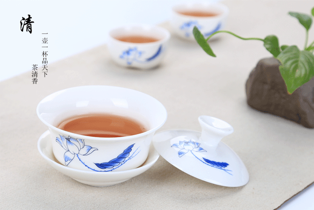 Китайский чайный сервиз Gaiwan голубой и белый фарфор Чайный набор кунг-фу Супница керамическая чашка для чая чашка с блюдцем(не включает поднос