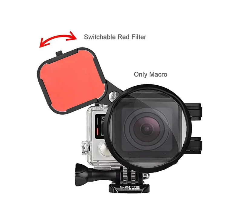 Red Color Correction Filter + 16X Close Up Macro Lens for Gopro Go Pro Hero 4 3 3+ Housing Case Underwater Scuba Lens Filter Kit (15)