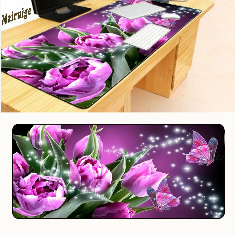 

Mairuige Lock Edgeo Elegant Butterfly Gaming Soft Mat Pads for PC Optical Mouse Laser Mice Large Mouse Pads for 900*400*2mm