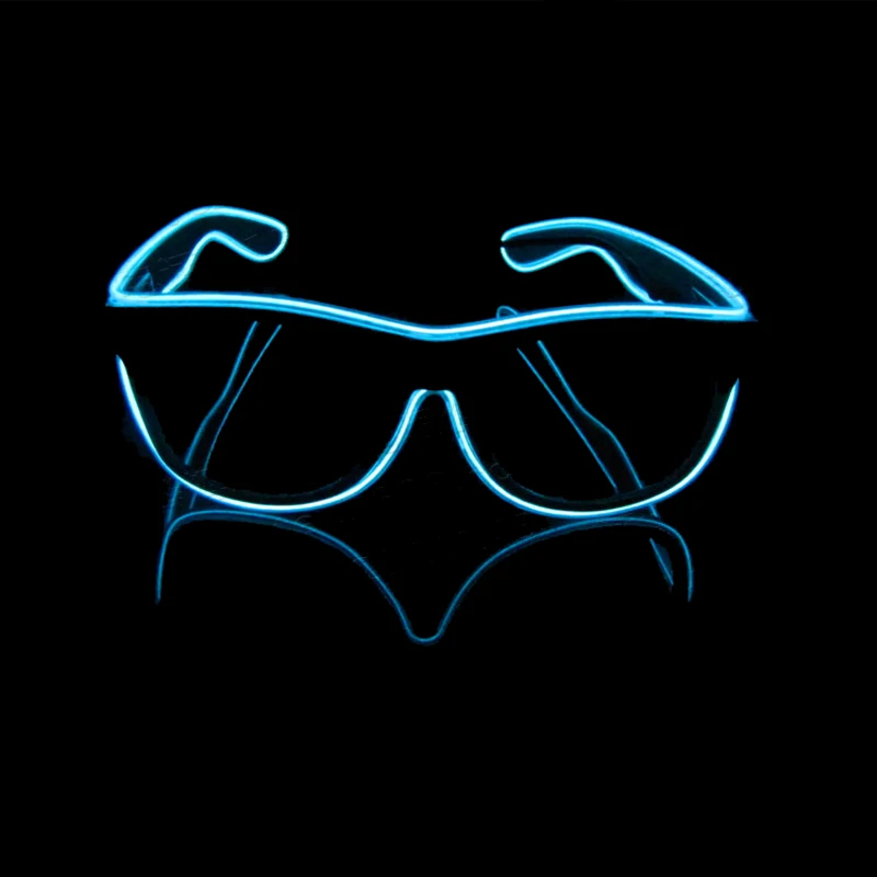 LED Glowing Glasses Flashing Glass EL Wires Novelty Party Decorative Club Lighting Cosplay Masks Gift Bright Light Sunglasses - Цвет: Sky Blue