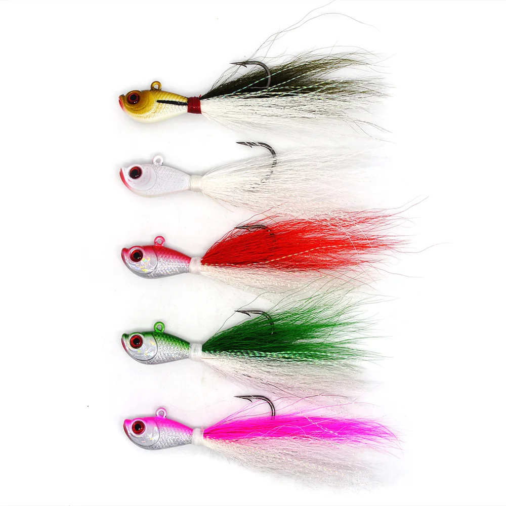 5 шт. Разноцветные 7 г/15 г/28g /56 г bucktail приспособлений может быть выбрать 3D глаза
