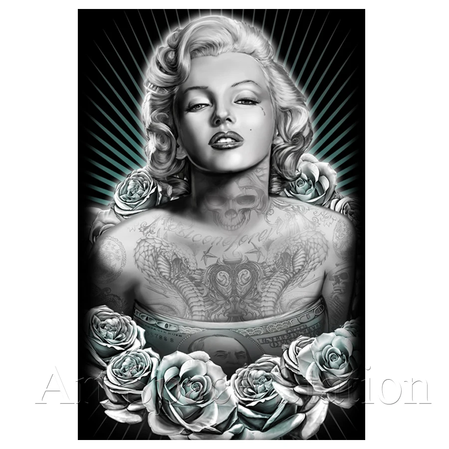 Marilyn Monroe Tattoo Ink Pink Retro classic Canvas Fine Art 20x30 A1 Modern big 