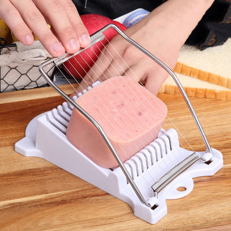 

White ABS Stainless Steel Luncheon Meat Ham Cheese Slicer For Egg Spam Cutter New Design Kitchen Cooking Tools 2019 hot sale