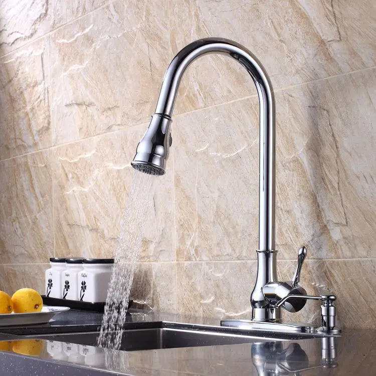 Use Copper Kitchen Cold Hot Faucet Kitchen Sink Can Be Pull Down 360 Degree Rotation  Home Improvement  Faucet Deck Plate