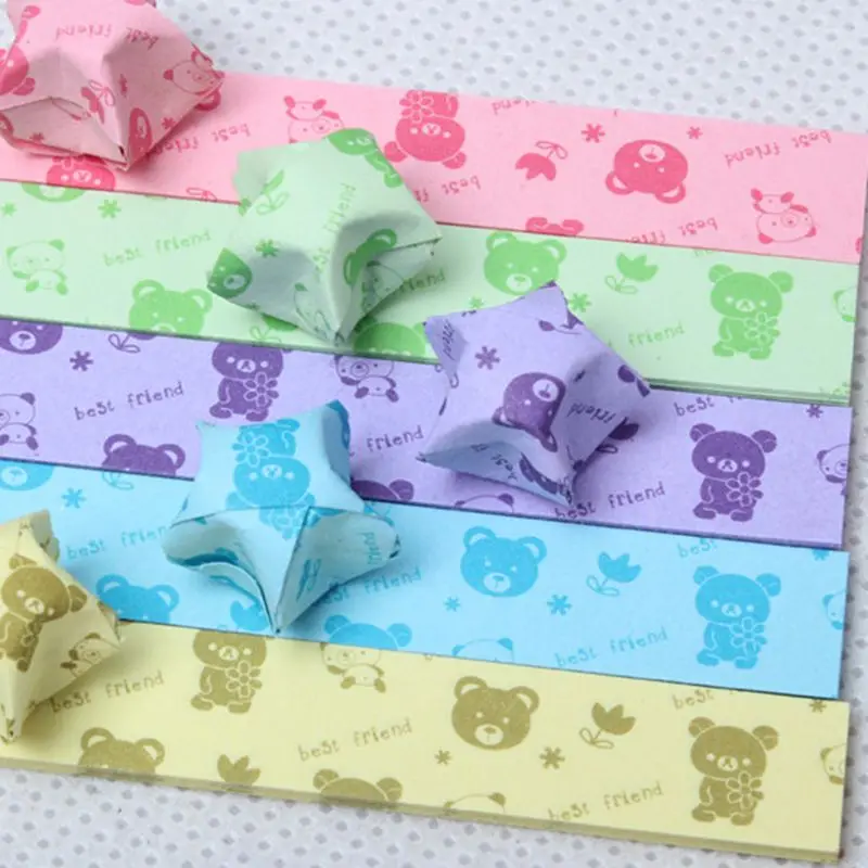 

Free Shipping(520 strips/package)5 Colors Printing Pattern Handcraft Origami Lucky Star DIY Paper Decoration Wishing Bottle Gift