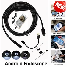 USB эндоскоп Android Камера 5,5 мм объектив 2/5/10 м кабель HD промышленный мини-камера эндоскопа Водонепроницаемый 6 светодиодными лампами