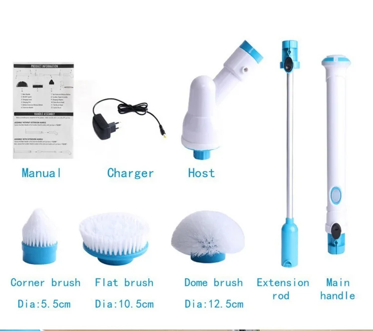 Eworld 6 шт. многофункциональная электрическая щетка для чистки беспроводной электрический очиститель с длинной ручкой бытовые чистящие инструменты