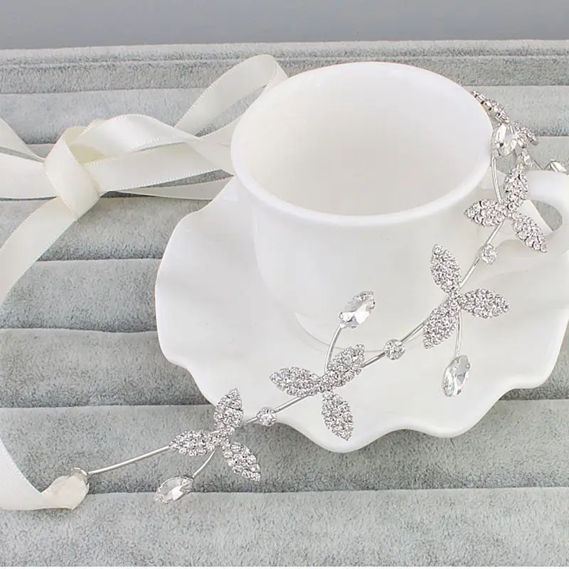 

Fashion Crystal Rhinestone Wedding Hair Band Headband Satin Ribbon Bridal Tiara