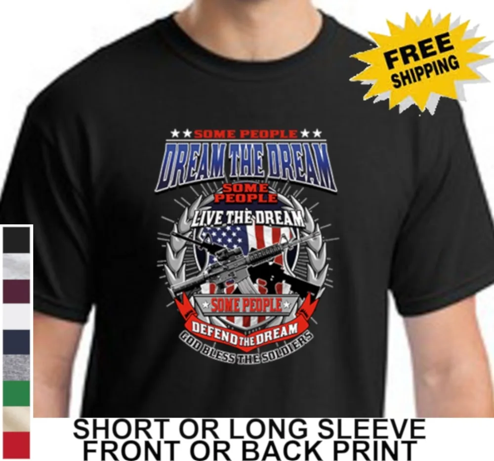 Patriotic Military Armed Force Dream The Mens Short T-Shirt Cotton Sleeve O-Neck Tops Tee Shirts | Мужская одежда