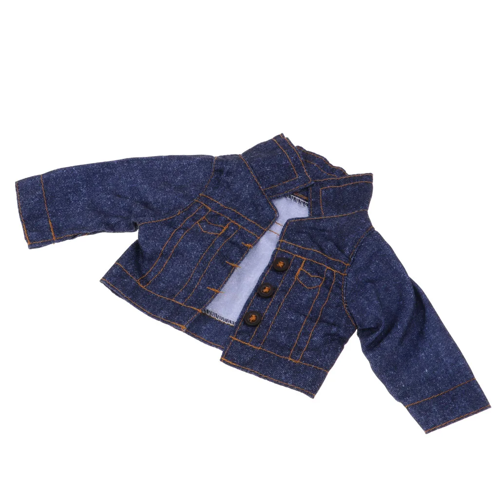 Fashion Doll Garment Denim Jacket Coat For 16 inch Salon Doll Outfit Accessory