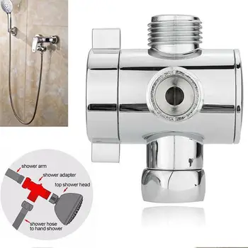 

3-Way Bathroom Chrome Diverter G1/2" T-adapter Valve for Shower Arm Mounted New
