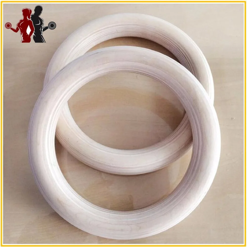 Quality 2pcs/pairs Wood wooden ring 1.1″Portable Crossfit Gymnastics Rings Gym Shoulder Strength Home Fitness Training Equipment