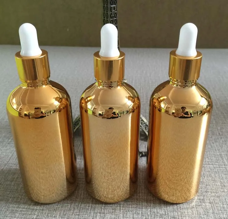 

Wholesale high grade 100ml large glass essential oil dropper bottles , empty 100 ml golden e liquid dropper bottle wholesale