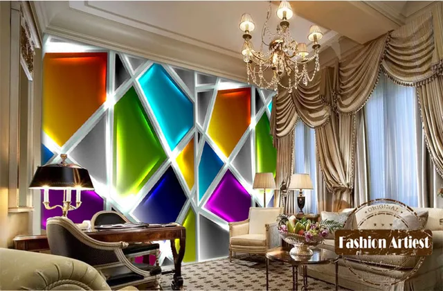 custom modern 3d wallpaper mural european glinting color glass wall