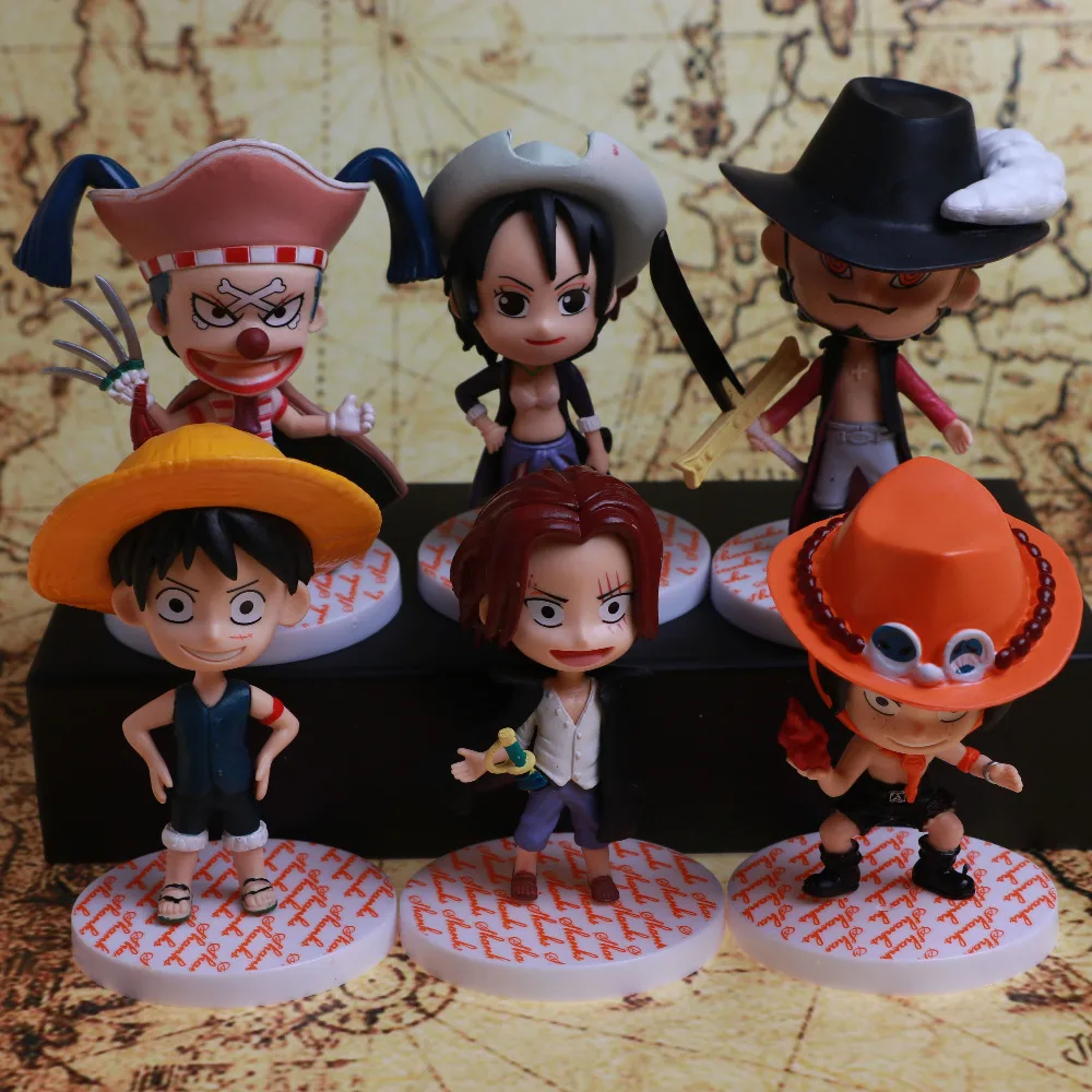 6 Шт. Аниме ONE PIECE Lufy Шанкс Багги Alvida Mihauk Ace Фигурку Куклы Модель Коллекция Фигура