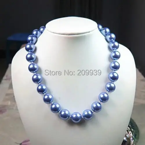 

huij 002702 Charming 16MM Blue Sea Shell Pearl Necklace 17''
