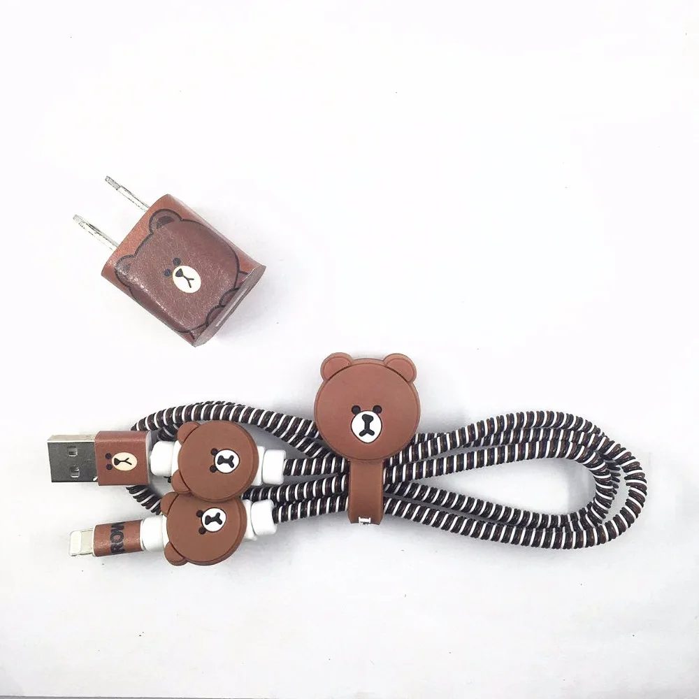 

1.4M Length Spiral Cord Protection USB Cable Protector Cartoon Diy Set with Cable Winder Charging Stickers For iphone 5 6 6s 7