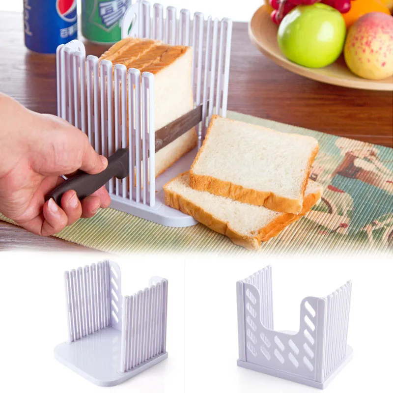 Image 1 PC White Baking Tools Toast Slicer Bread Cutter Splitter Toast Bread Slicer Kitchen Supplies Cutting Fixator Tools