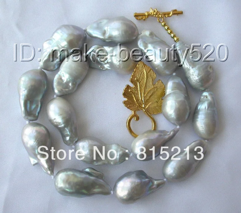 

Hot sell Noble- hot sell new - HOT423 stunning big 25mm gray baroque reborn keshi freshwater pearl necklace