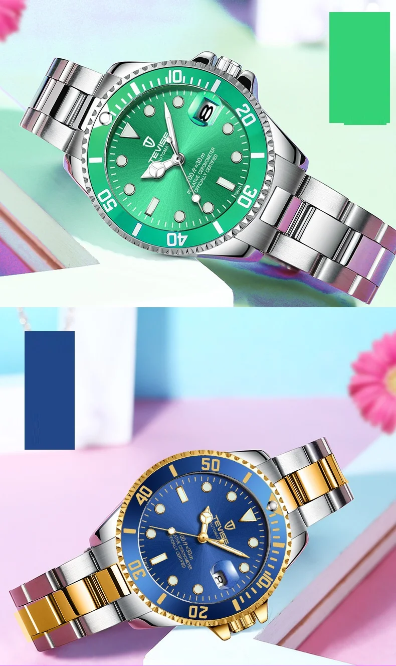 Women Watches TEVISE T801 Automatic Watch Woman Rotatable Case Montre Femme Mechanical Wristwatches With Watchband Fix Tool (8)