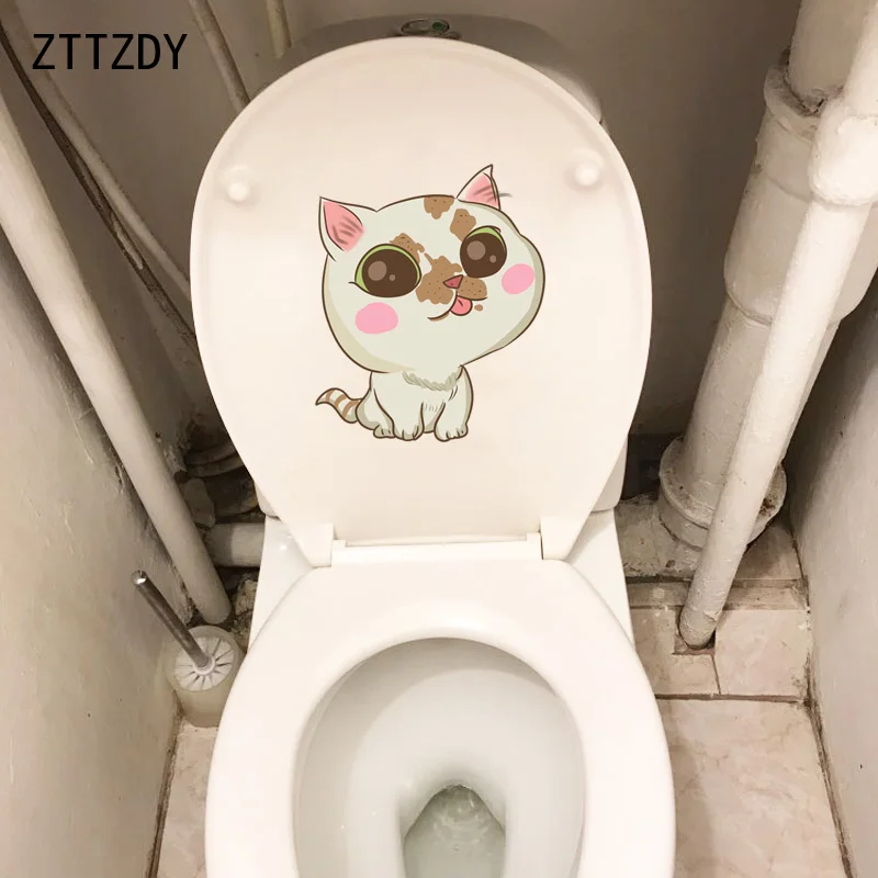 ZTTZDY 19 5*23 3 см Симпатичная кошка наклейки для унитаза Наклейка на стену Спальня
