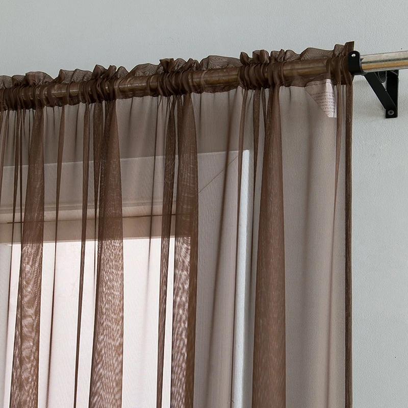 1 шт., радужная занавеска с кармашком, однотонная Тюлевая занавеска для гостиной, прозрачная вуаль, Свадебный декор, современный тюль на окно в спальне