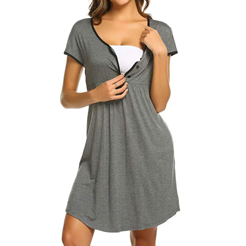 

Women Maternity Dresses Short Sleeve Button Elegant Casual Sleep Summer Nursing Dress Pregnant Clothes Vedtidos Para Mujer 19A29