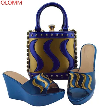 

OLOMM New Italian Shoes with Matching Bags Latest Color Shoes and Bag Set African Sets Nigerian Women Wedding Shoes .Y-47