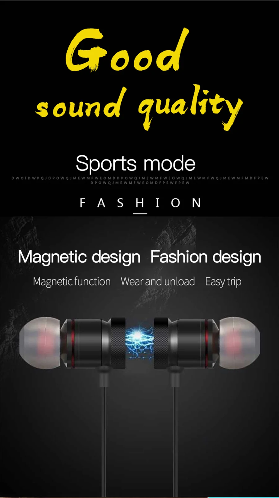 Magnetic music bluetooth earphone Y10 sport running wireless bluetooth headset with Mic For iPhone 8 X 7 Xiaomi 002