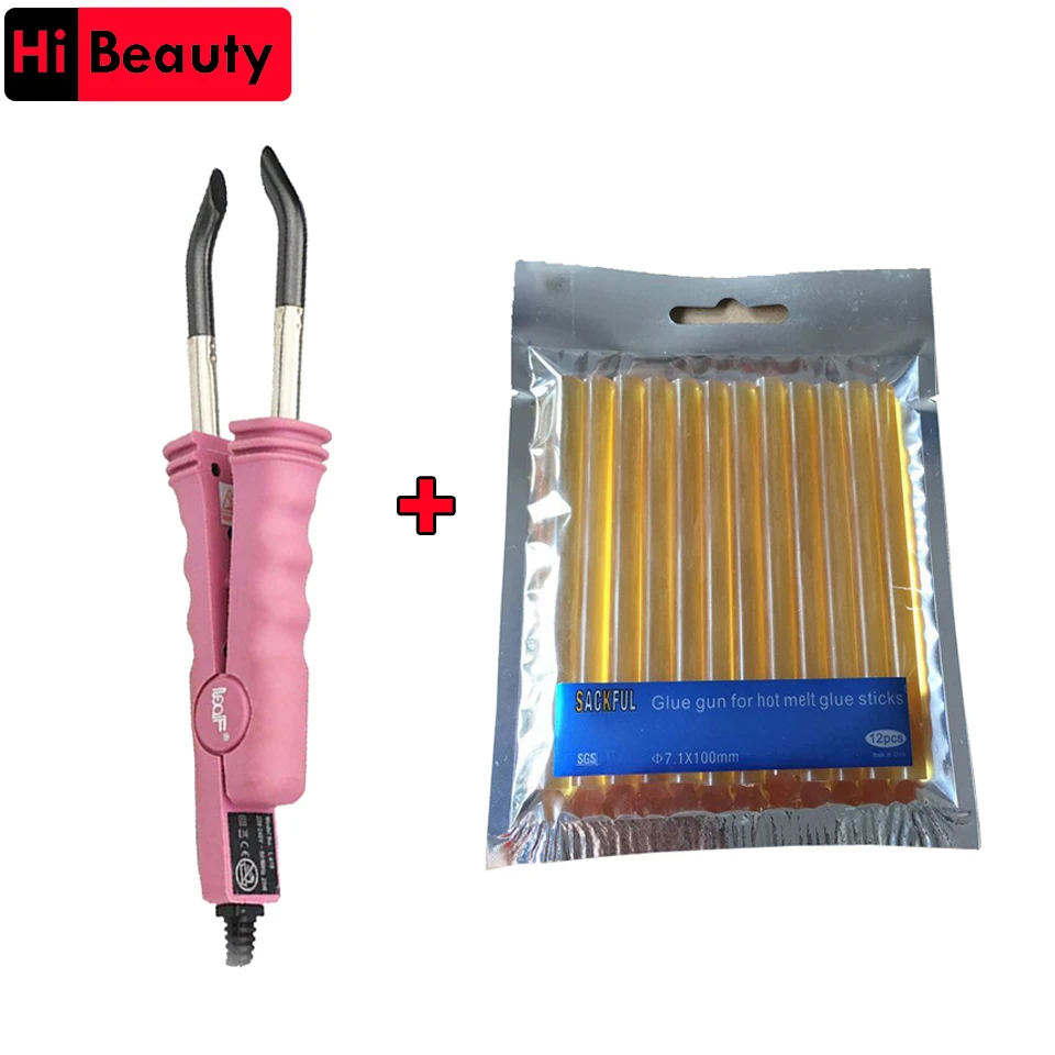 

Fashion Hair Extension Iron Keratin Bonding Tools Fusion Heat Connector Adjustable Temperature Heat Connector And Glue Sticks