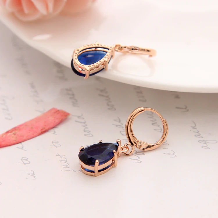 Женские серьги с фианитом ZOSHI маленькие подвески золотого цвета фианитом|earrings